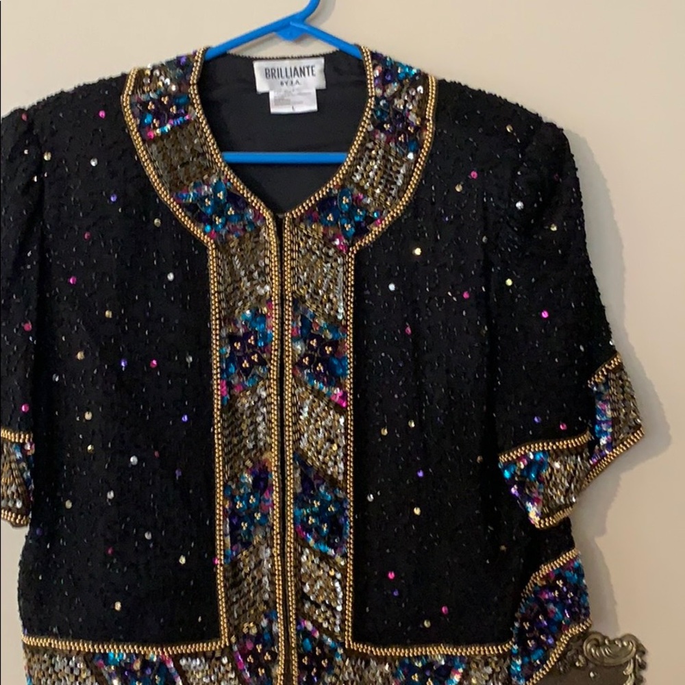 Brilliante by J.A. Beaded jacket 100%  SILK